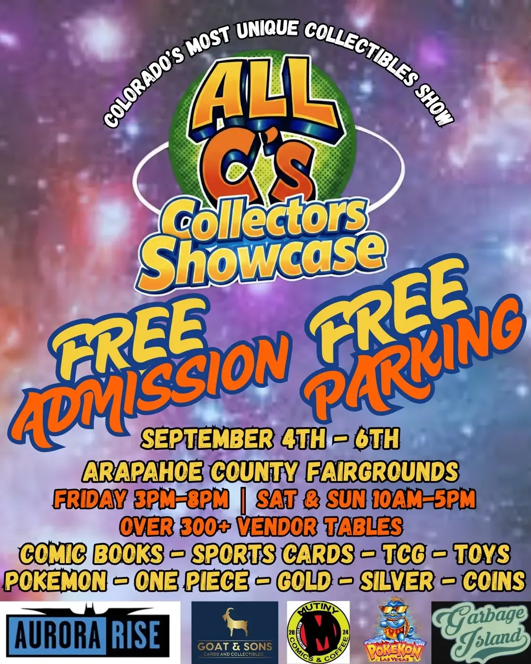 All C's Collectors Showcase - Friday September 4, Saturday September 5, Sunday September 6, 2026
