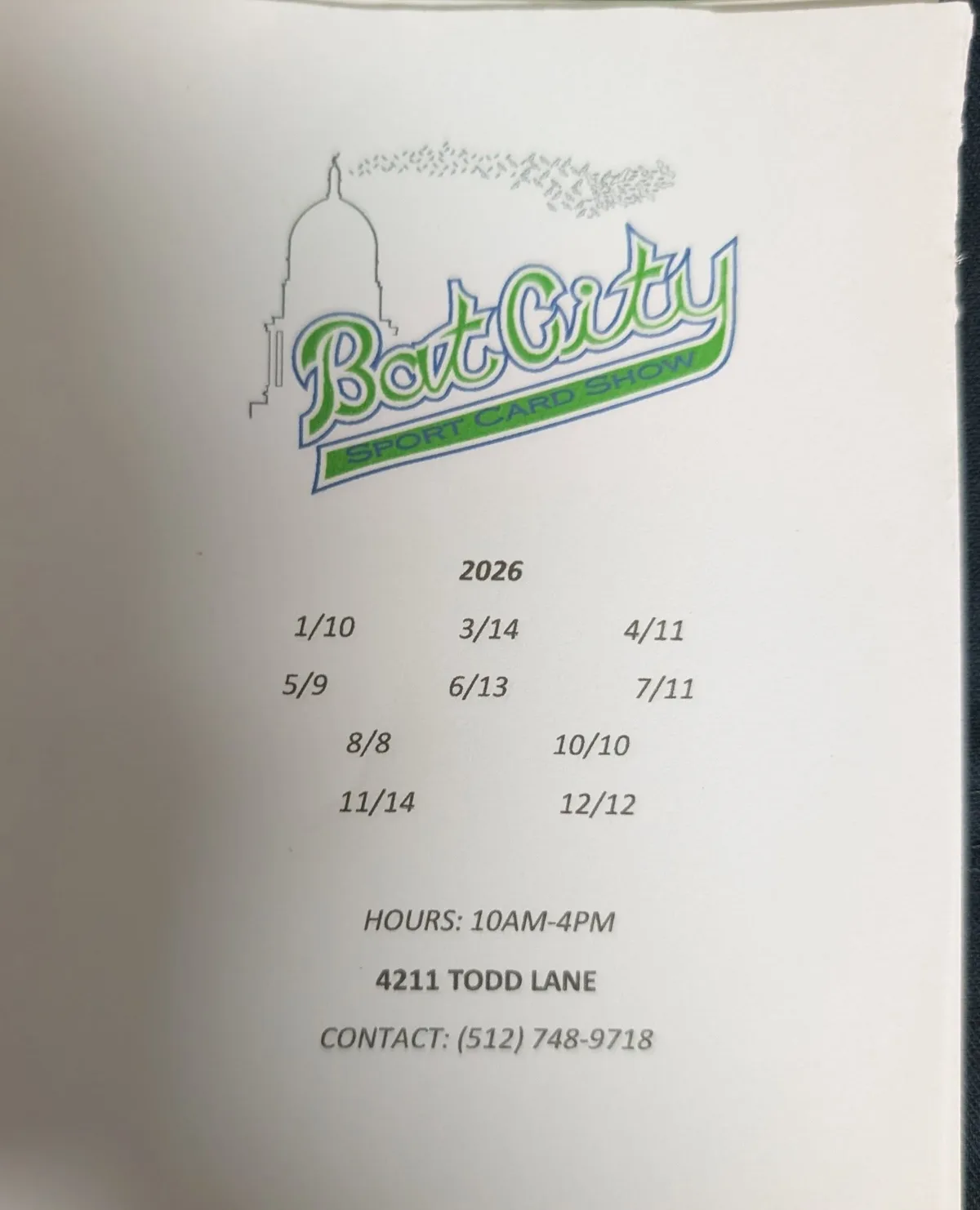 Bat City Card Show information