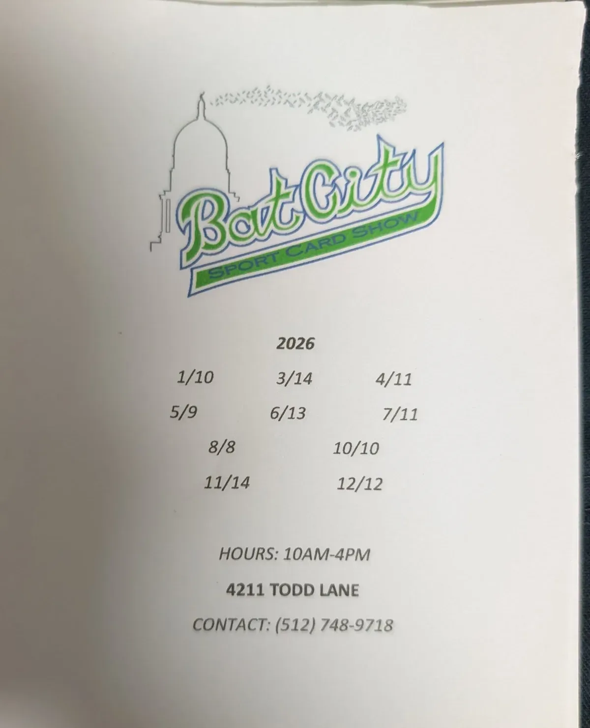 Bat City Card Show information