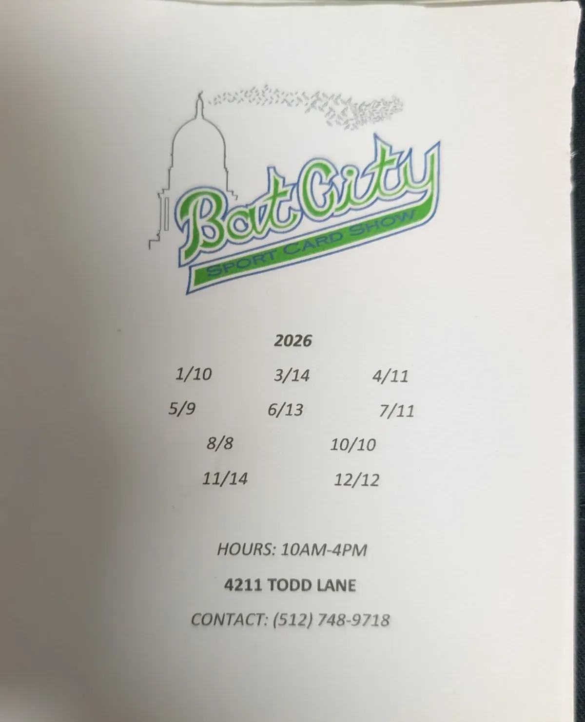 Bat City Card Show - Saturday, November 14, 2026