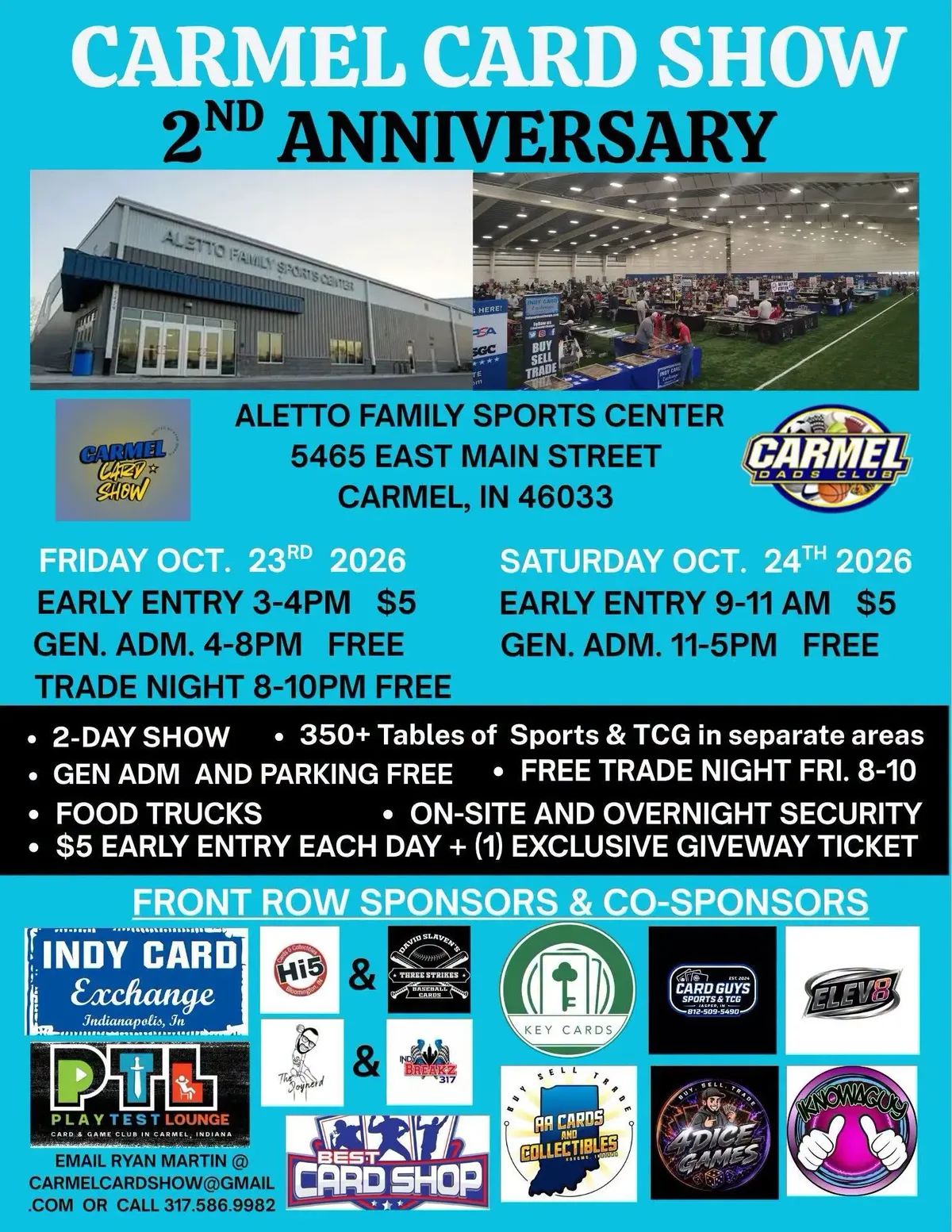Carmel Card Show (2nd Anniversary) - Friday, October 23 and Saturday, October 24, 2026