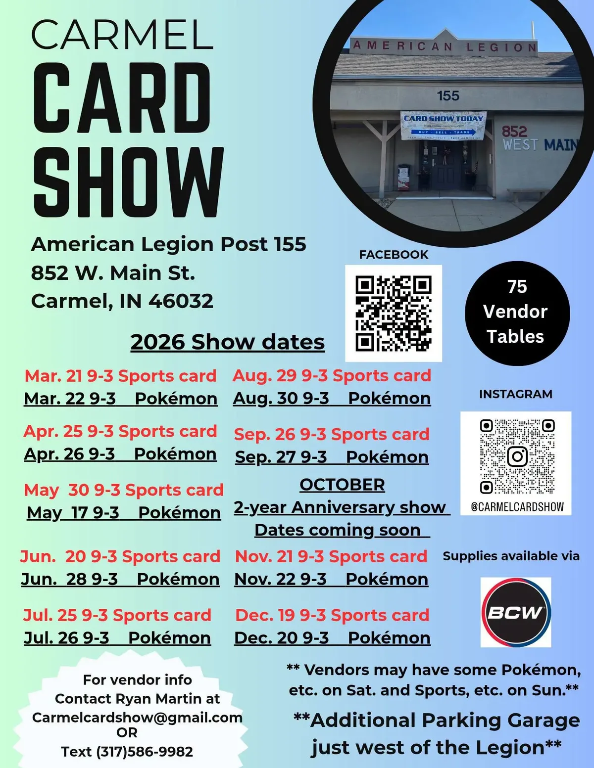 Carmel Sports Card Show - Saturday, August 29 (Sports Cards) & Sunday, August 30 (Pokémon)