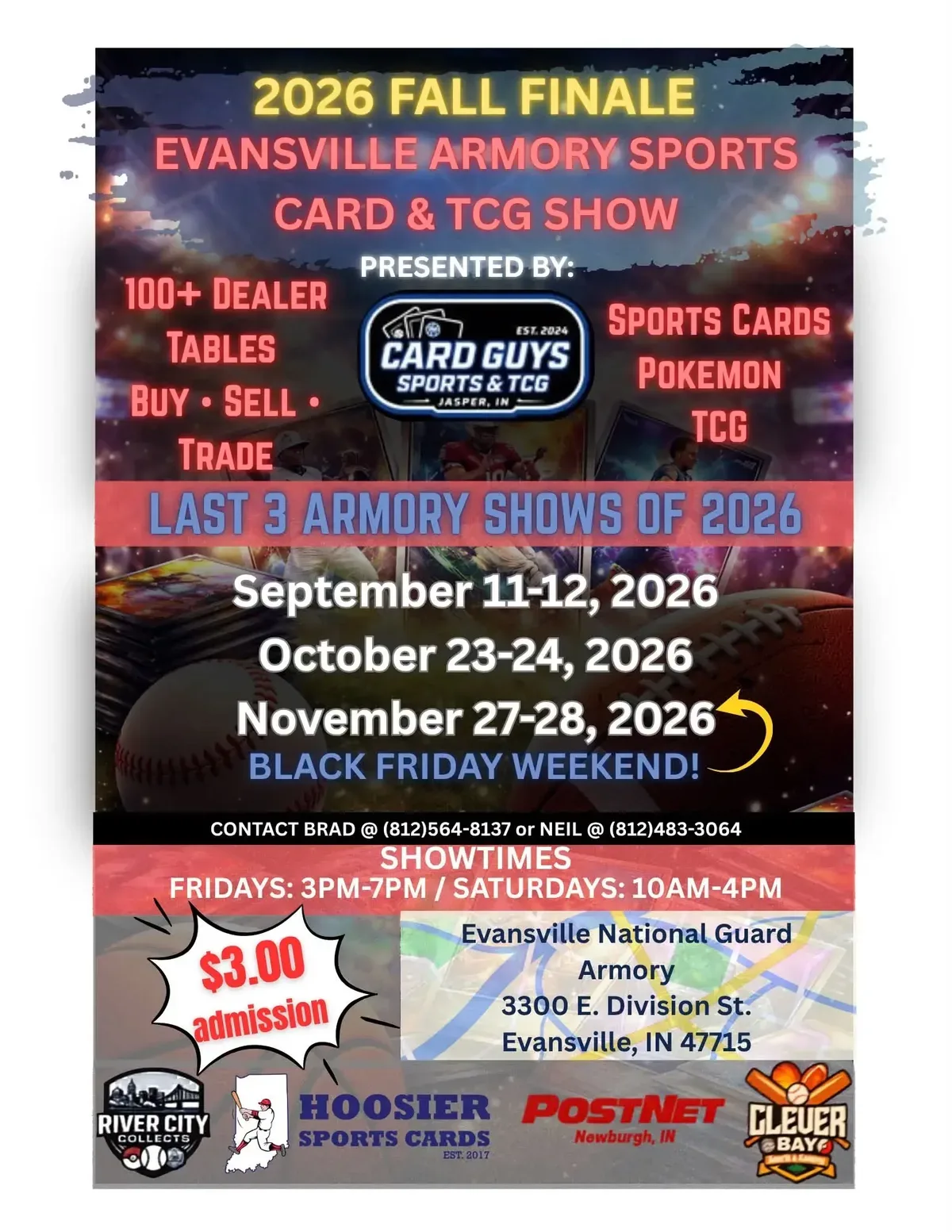 Evansville Armory Card Show - Friday, October 23 and Saturday, October 24, 2026
