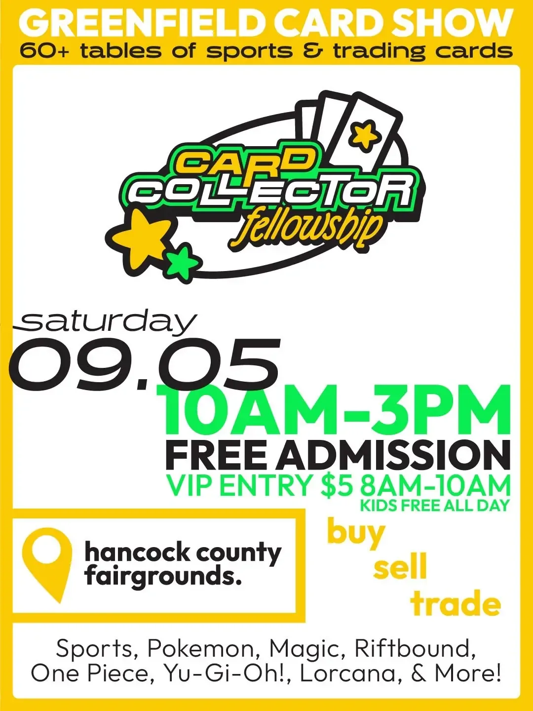 Greenfield Card Show - Saturday, September 5, 2026