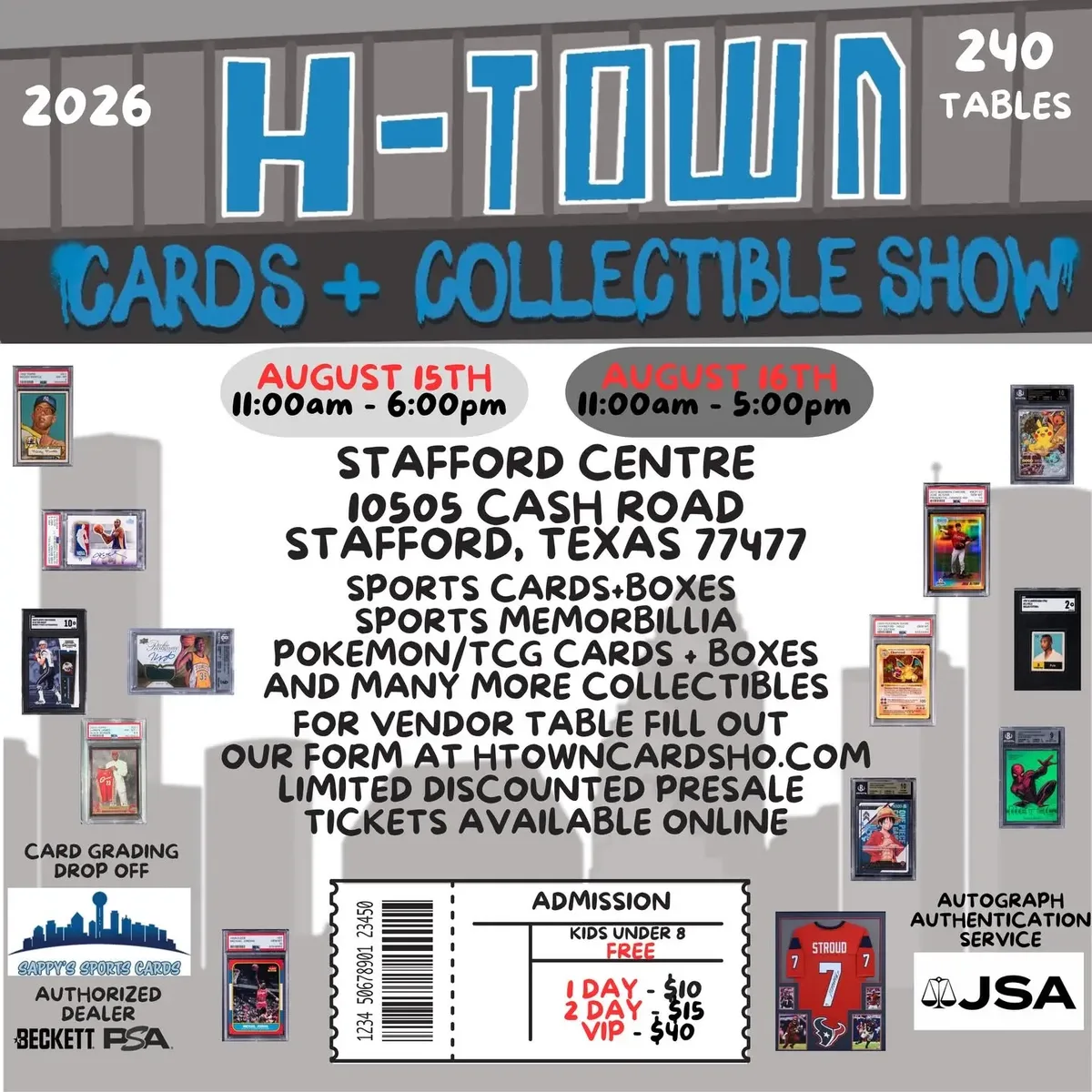 Houston Cards & Collectibles Show - Saturday, August 15 and Sunday, August 16, 2026