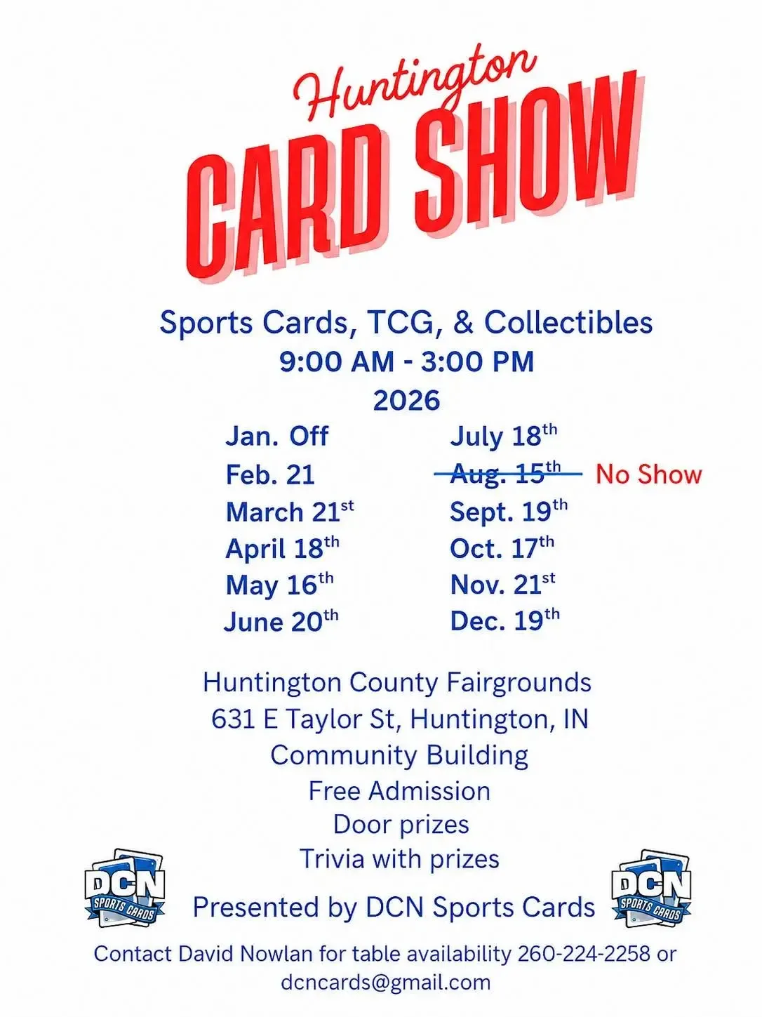 Huntington Card Show - Saturday, September 19, 2026