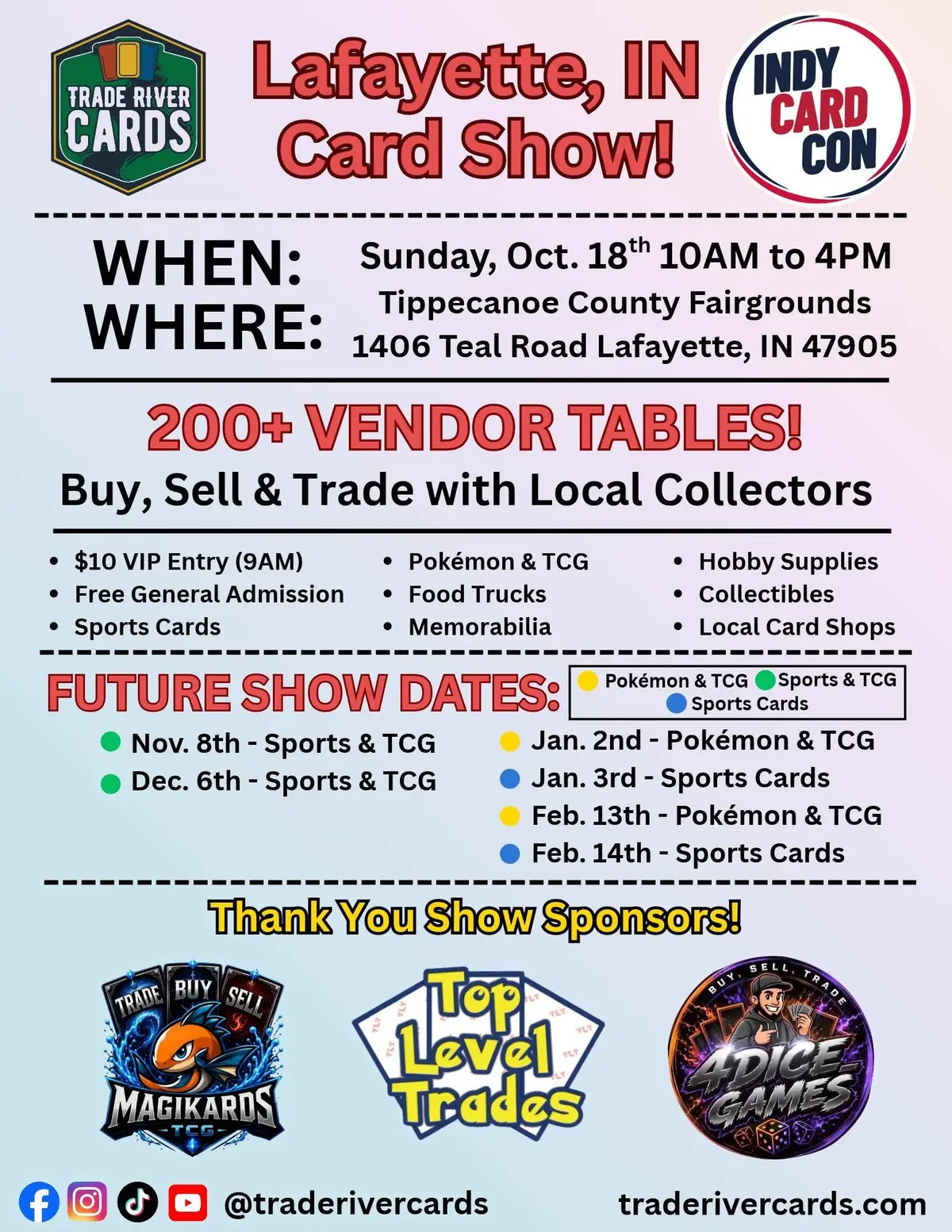 Lafayette, IN Card Show - Sunday, October 18, 2026