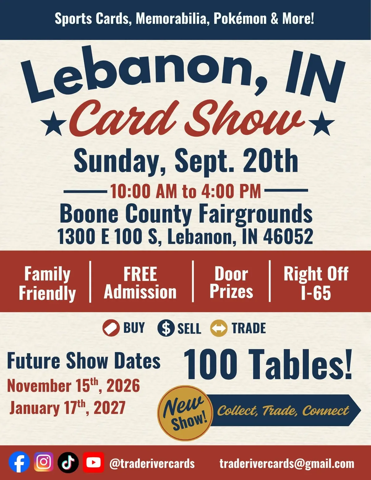 Lebanon, IN Card Show - Sunday, September 20, 2026
