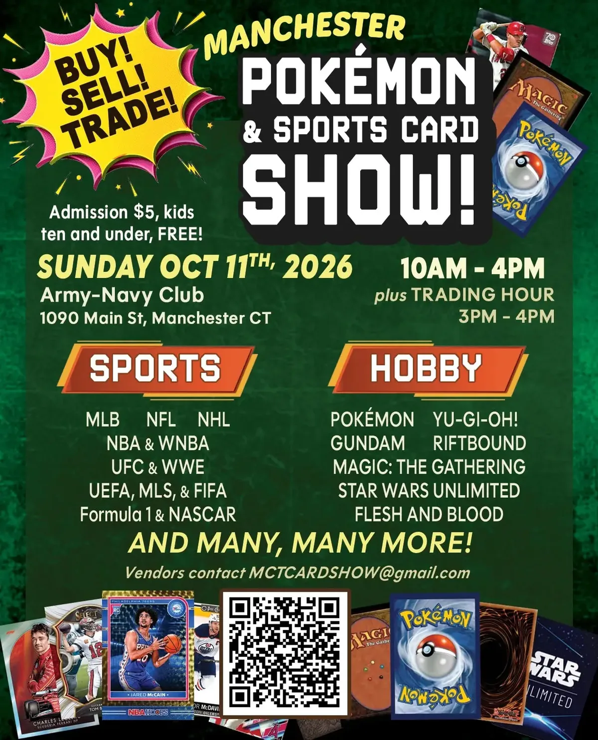 Manchester Pokémon & Sports Card Show - Sunday, October 11, 2026