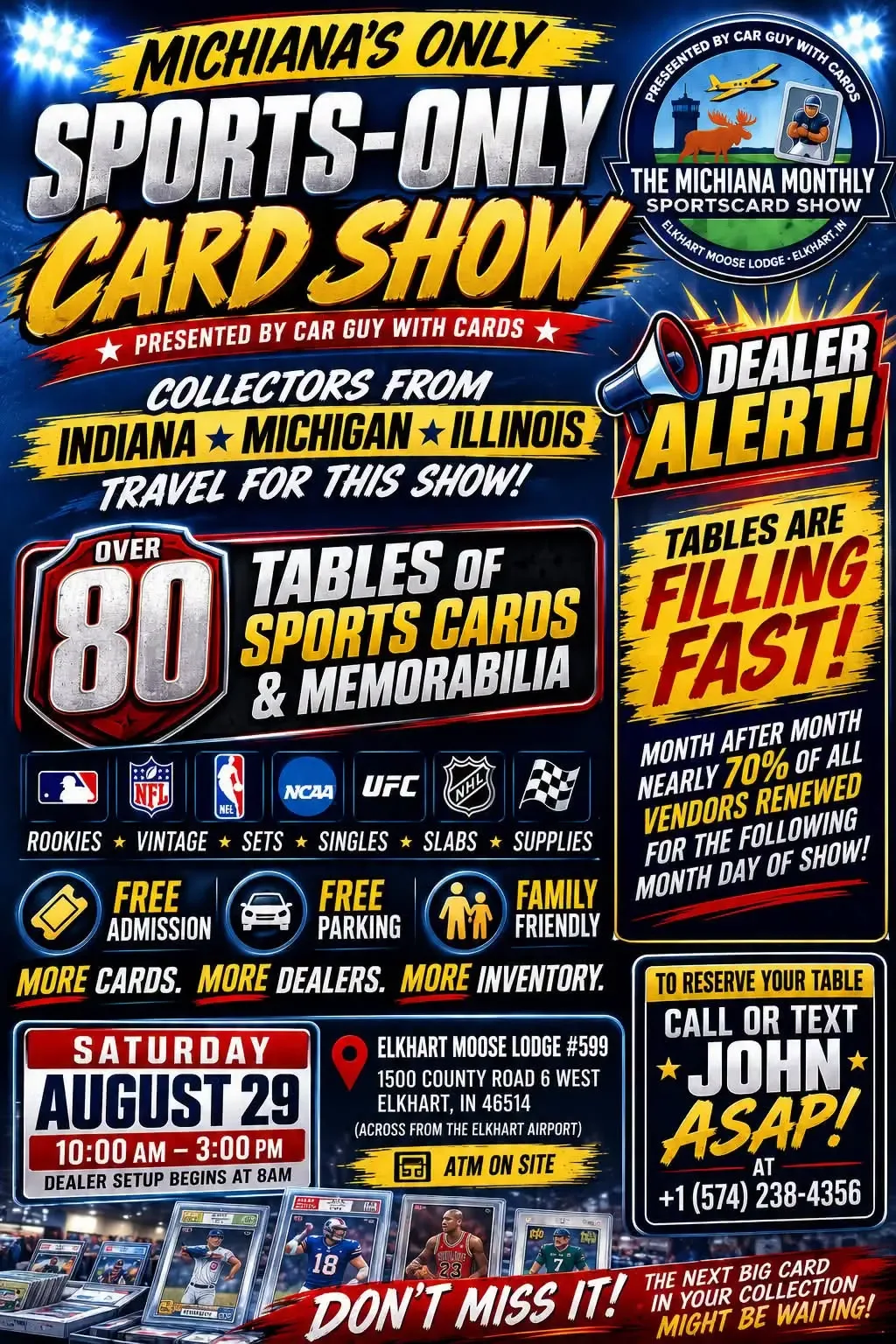Michiana Monthly Sports-Only Card Show - Saturday, August 29, 2026