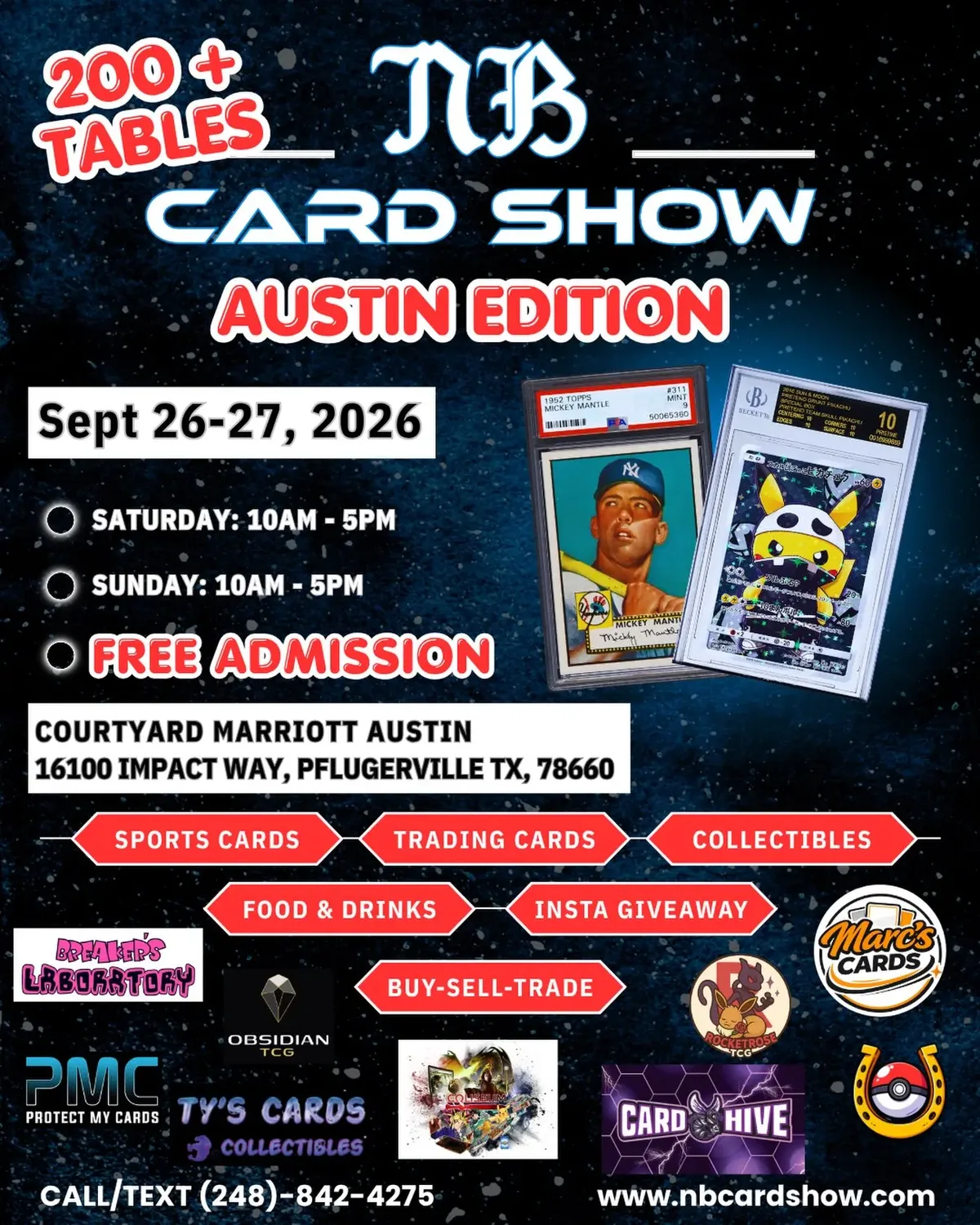 NB Card Show (Austin Edition) - Saturday, September 26 and Sunday, September 27, 2026