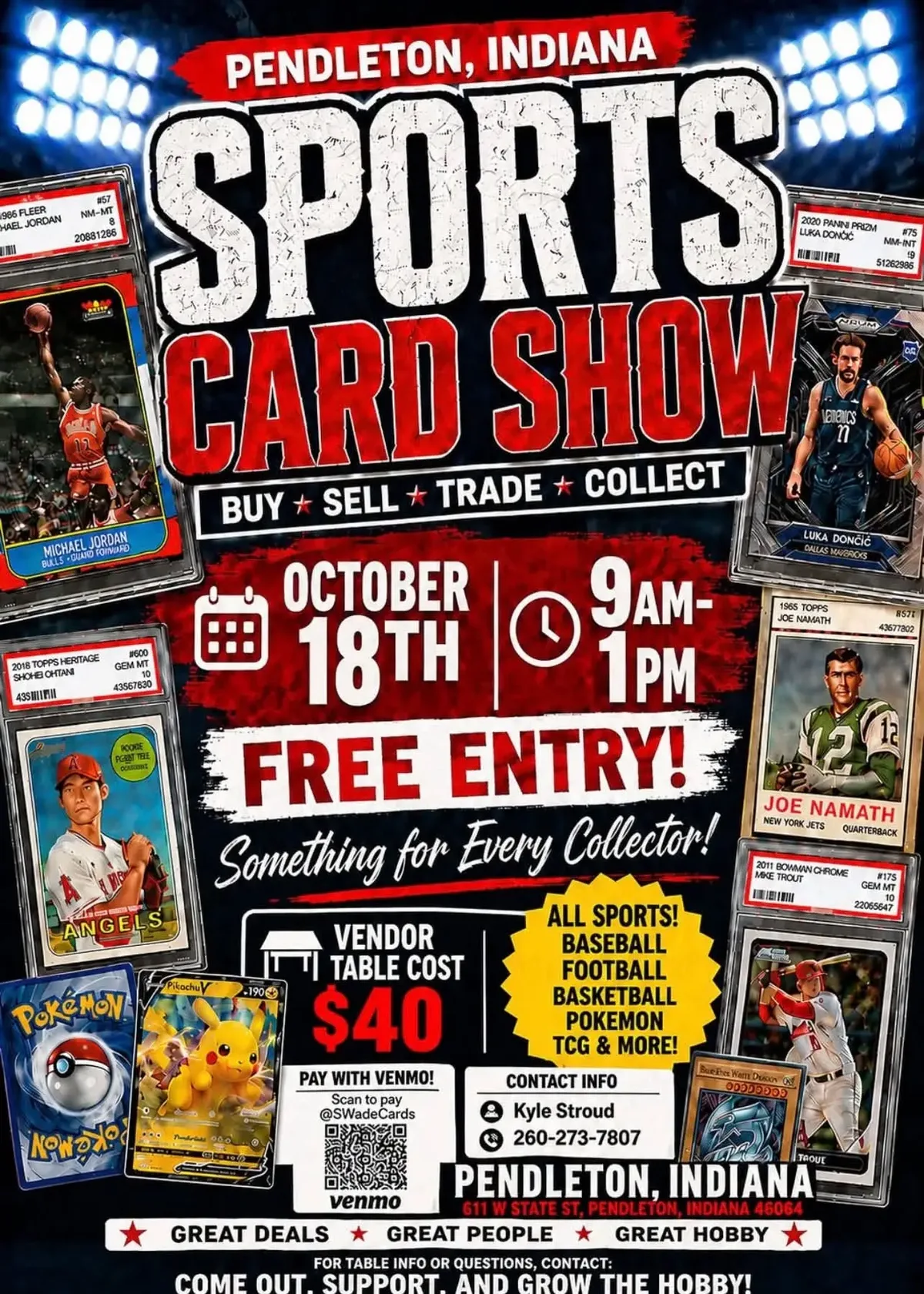 Pendleton Sports Card Show - Sunday, October 18, 2026