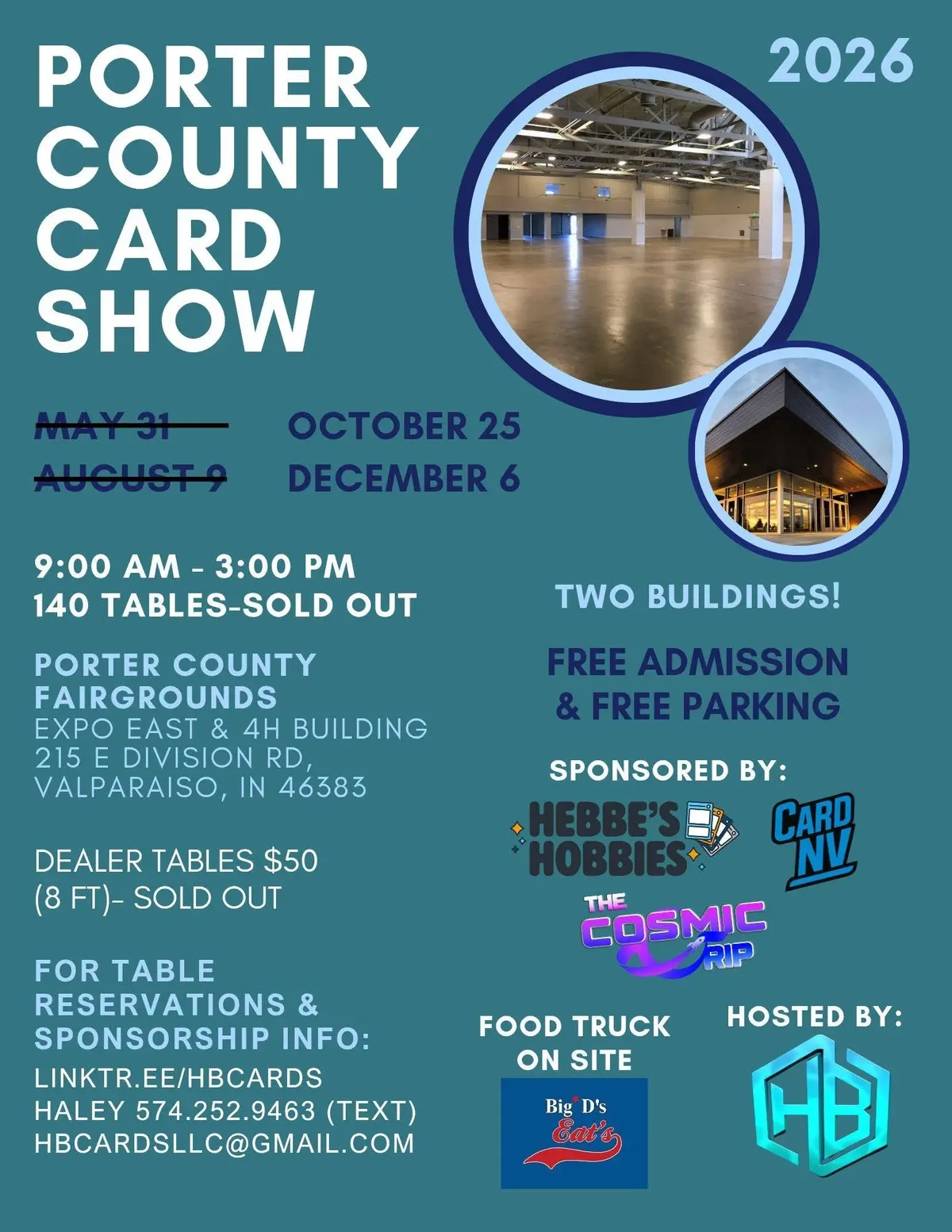 Porter County Card Show - Sunday, October 25, 2026