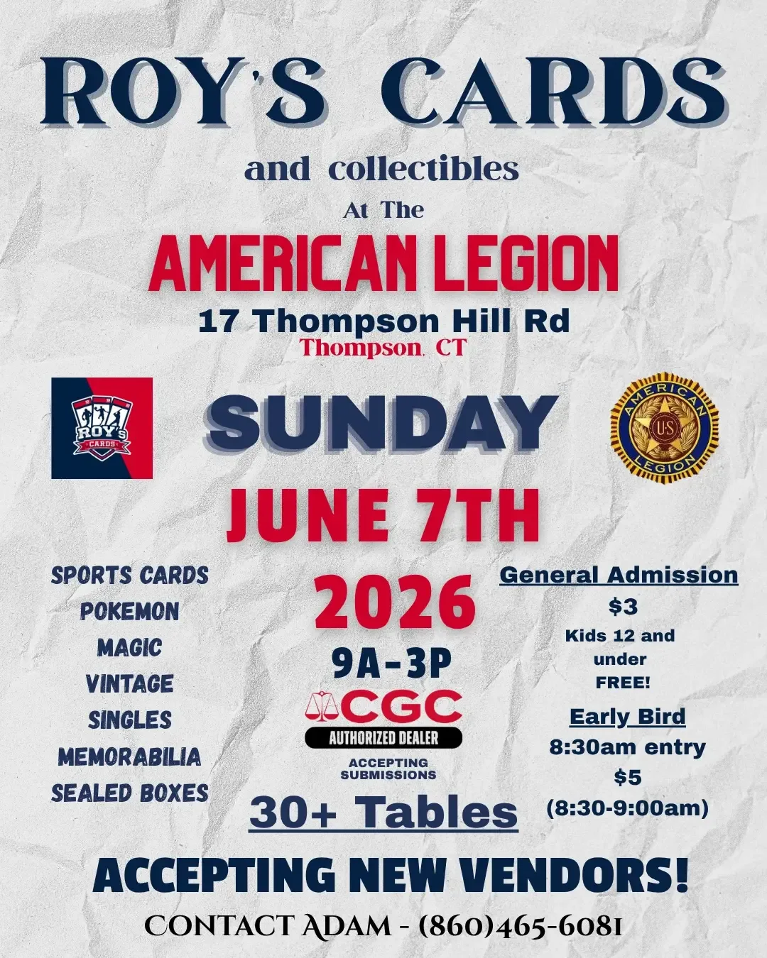 Roy's Cards and Collectibles Show information