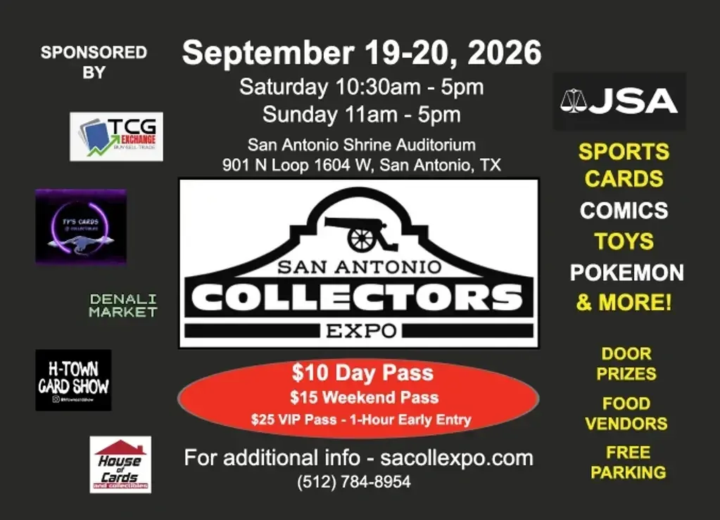 SA Collectors Expo - Saturday, September 19 & Sunday, September 20, 2026