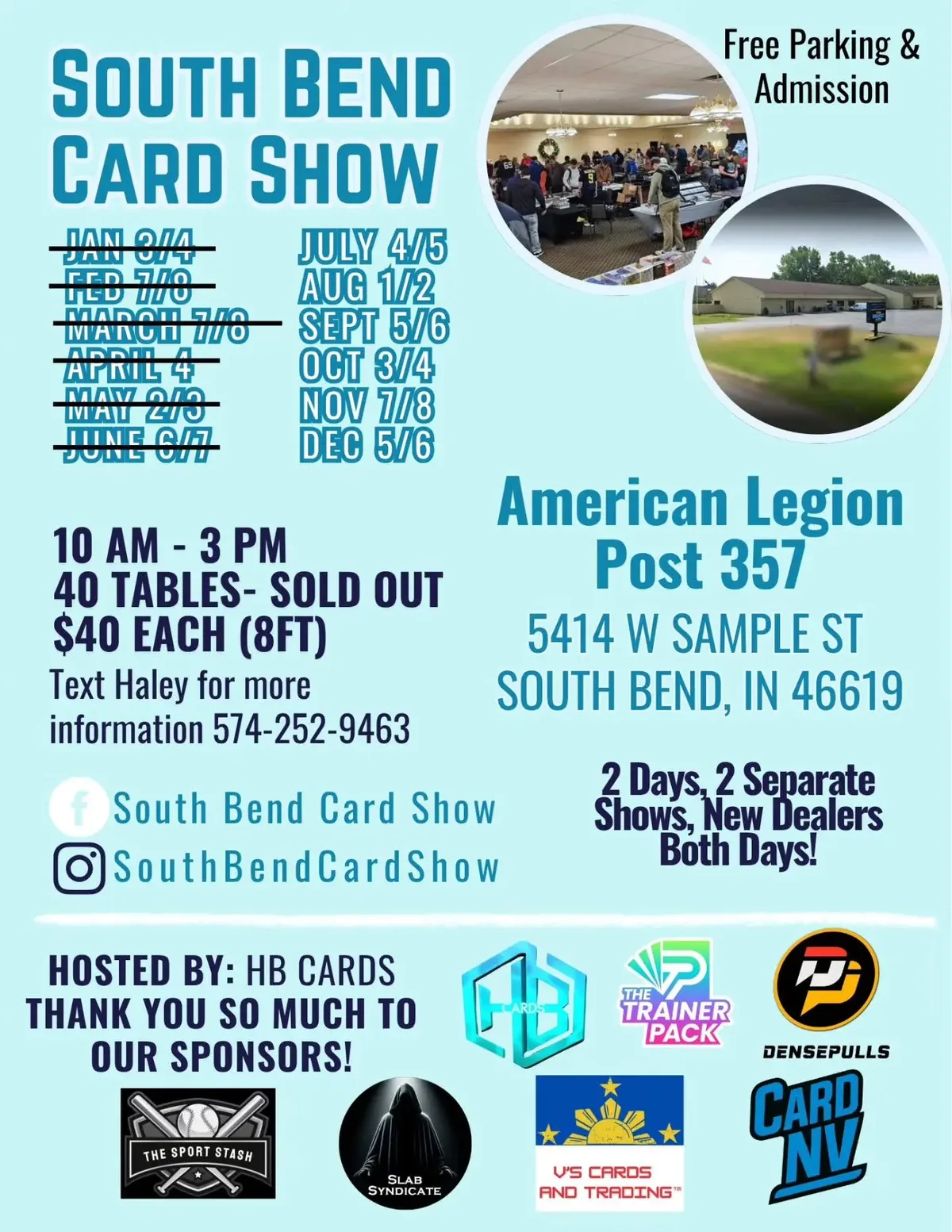 South Bend Card Show - Saturday, September 5 & Sunday, September 6, 2026 