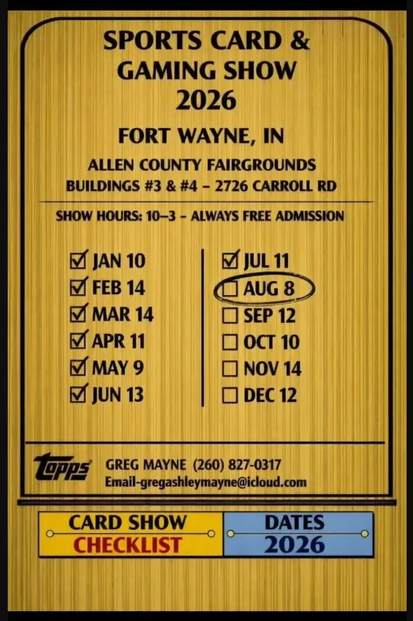 Sports Card & Gaming Show (Fort Wayne) - Saturday, Sept 12, 2026