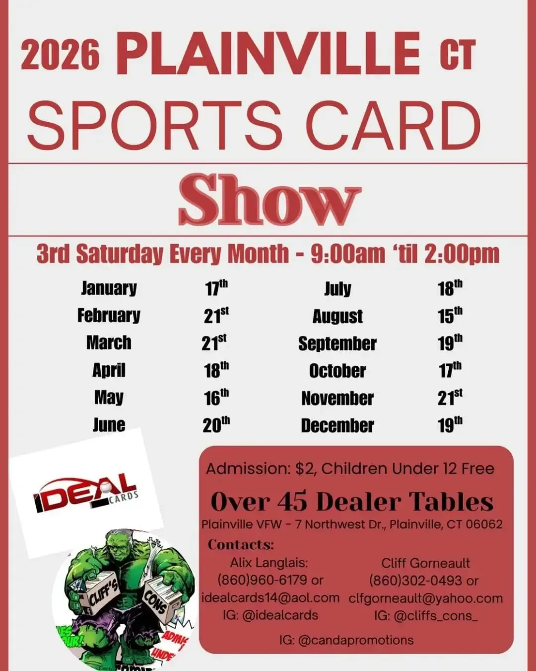 Sports Cards and Collectible Show (Plainville) - Saturday, August 15, 2026