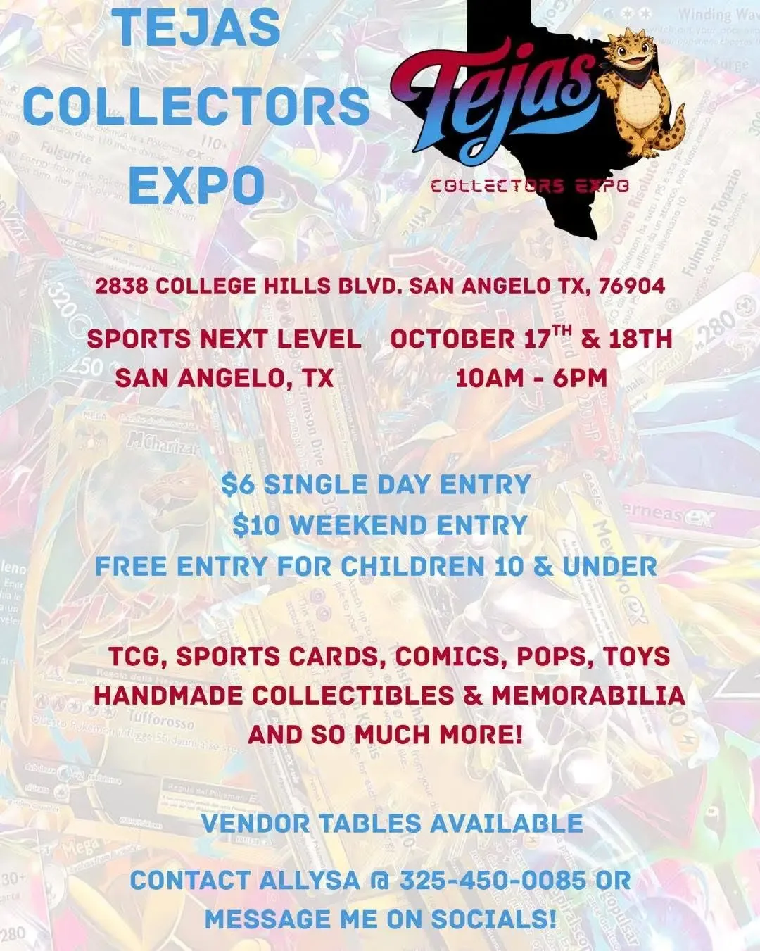 Tejas Collectors Expo - Saturday, October 17 and Sunday, October 18, 2026