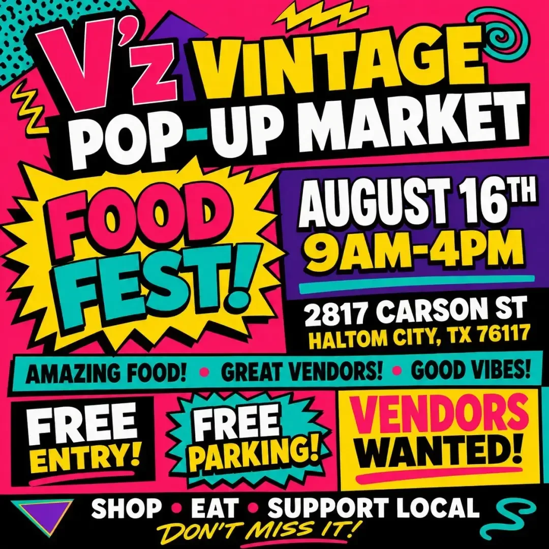V'z Vintage Pop-Up Market & Food Fest - Sunday, August 16, 2026