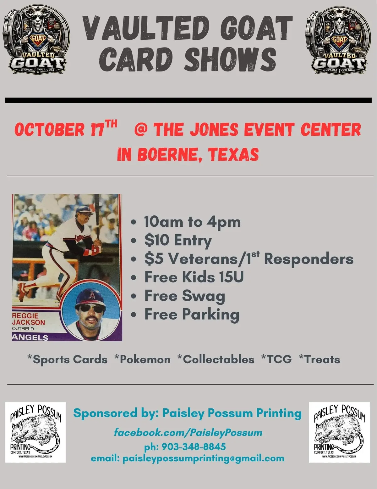 Vaulted GOAT Card Show - Saturday, October 17, 2026